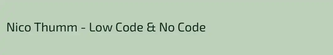 Nico Thumm - Low Code & No Code